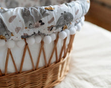 Load image into Gallery viewer, Baby Moses Basket with bedding textile Gray birds

